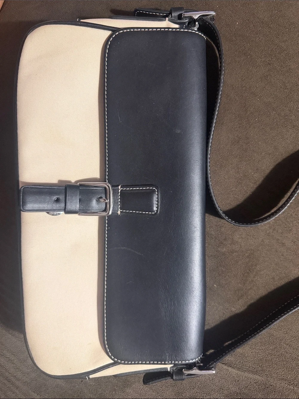 Coach Black and Beige Leather-Trim w shoulder Strap